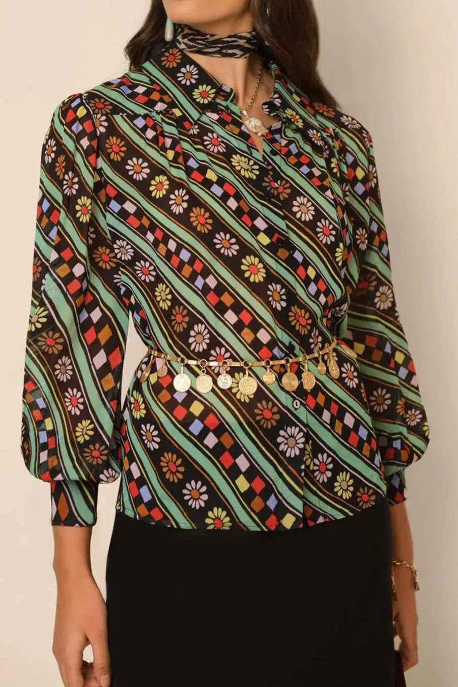 Blake Top in Black Retro Stripe-Shirt-Rixo-Debs Boutique