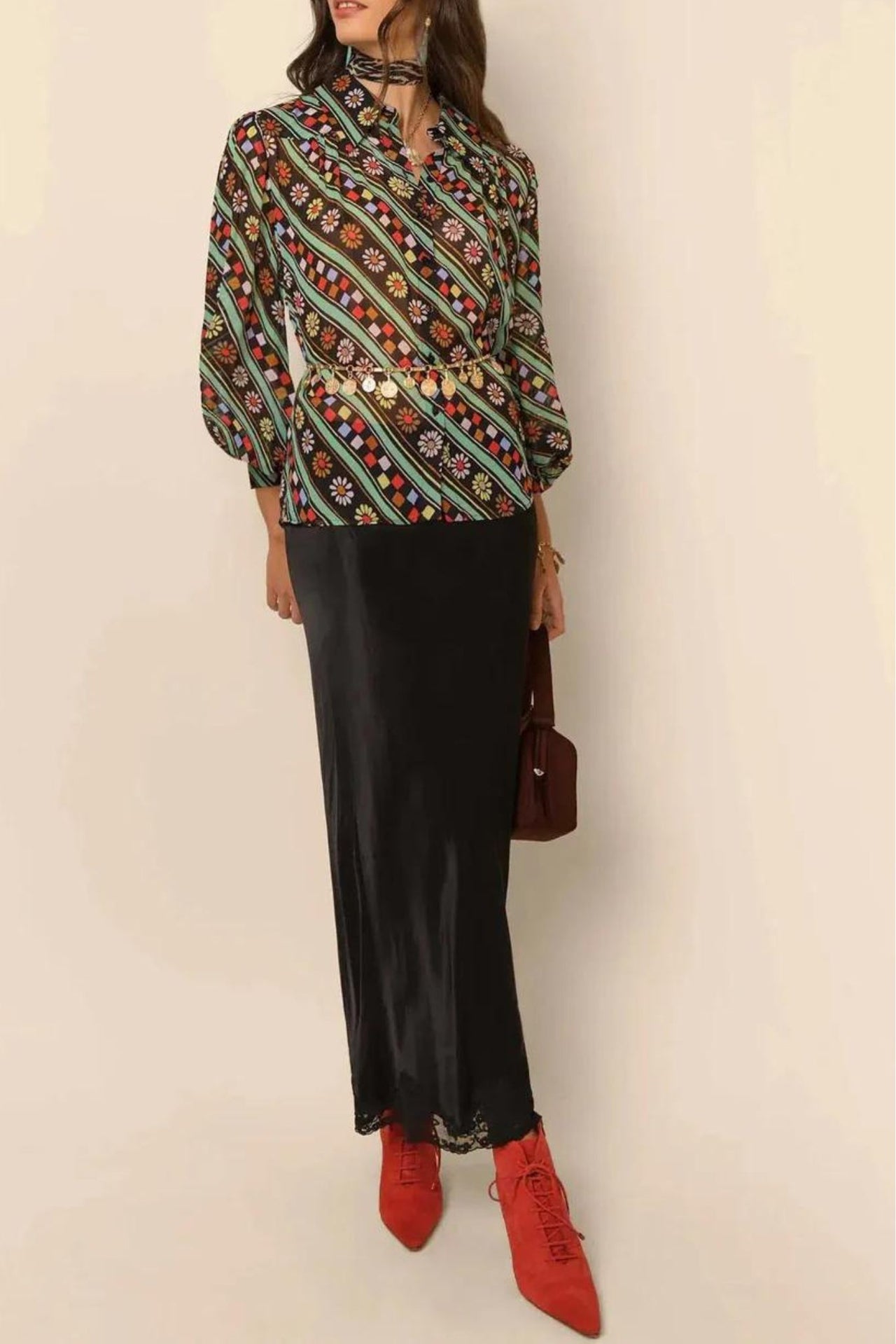 Blake Top in Black Retro Stripe-Shirt-Rixo-Debs Boutique