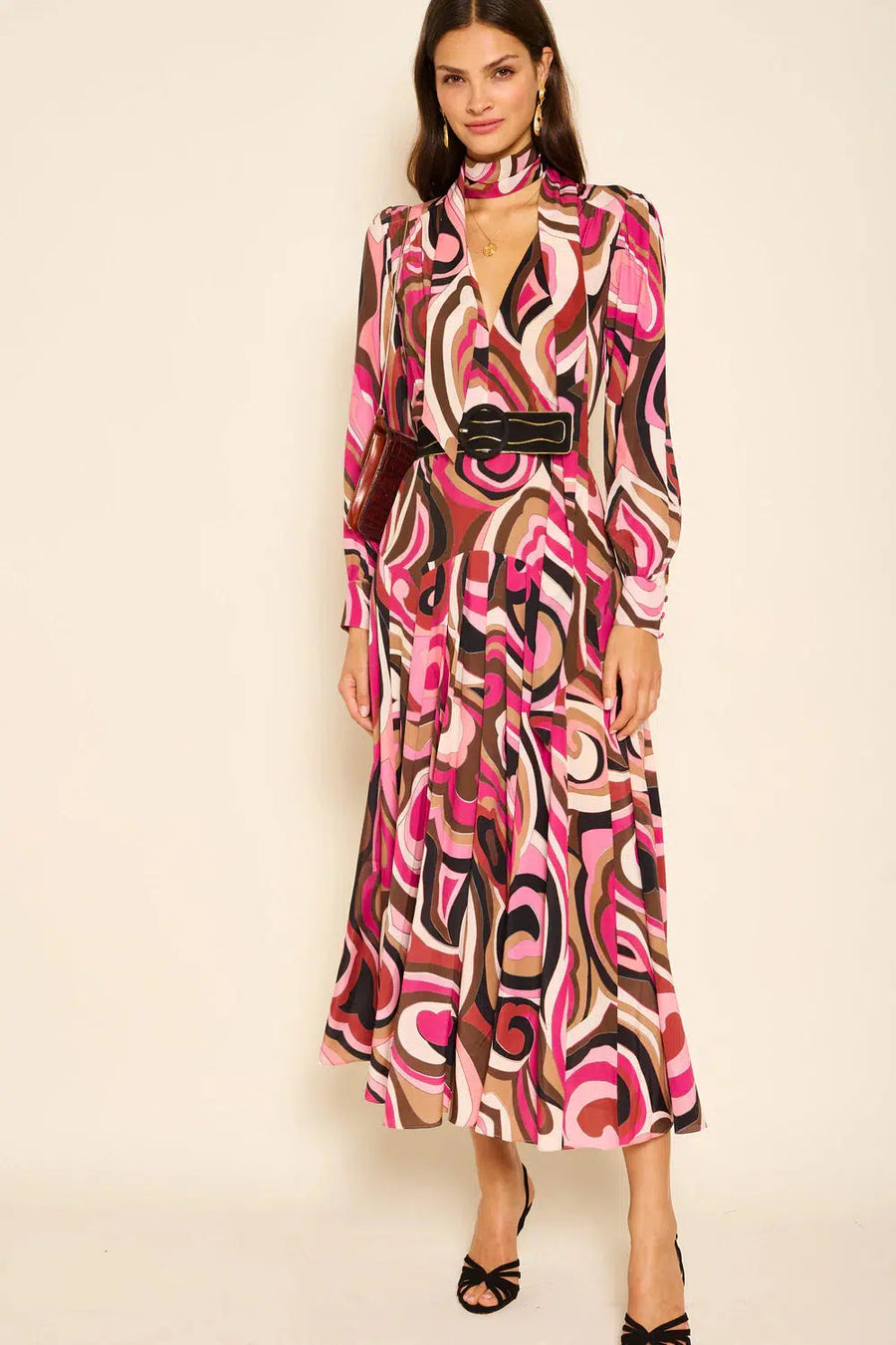 Marigold Dress - Marble Pink-Dress-Rixo-Debs Boutique