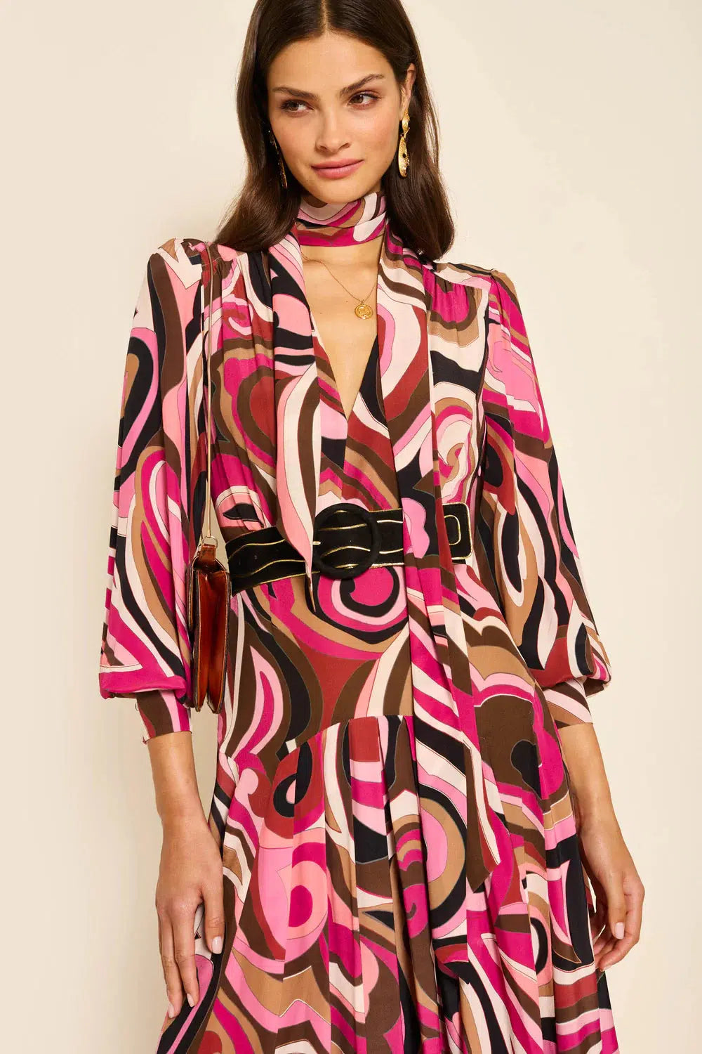 Marigold Dress - Marble Pink-Dress-Rixo-Debs Boutique