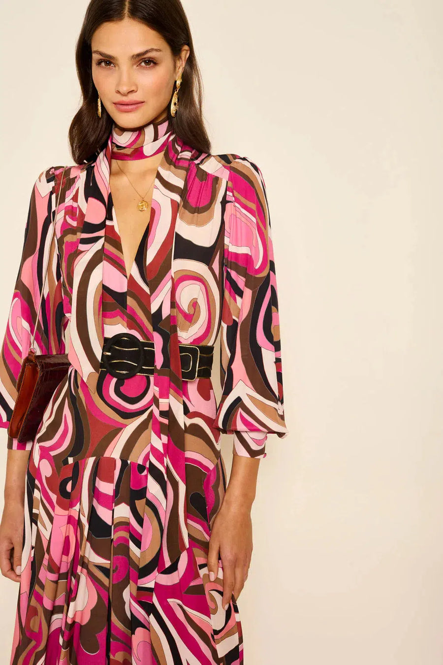 Marigold Dress - Marble Pink-Dress-Rixo-Debs Boutique