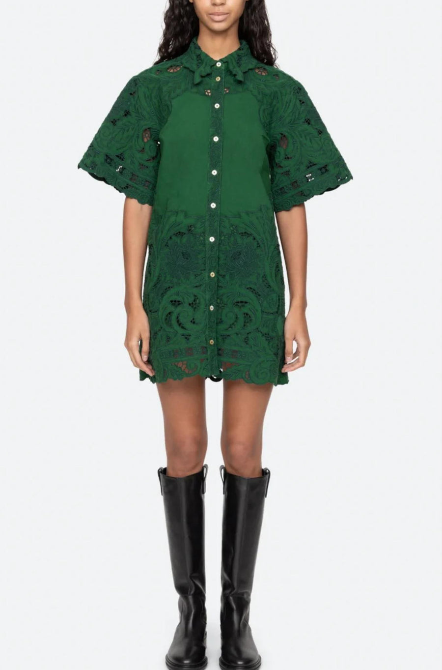 Ceci Embroidery Shirtdress reen-Dress-Sea New York-Debs Boutique