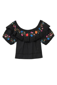 Thumbnail for Lisette Top Ombre Floral Embroidery Black-Tops-Rixo-Debs Boutique