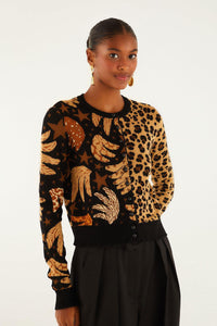 Thumbnail for Banana Leopard Mixed Cardigan-SWEATERS & CARDIGANS-Farm Rio-Debs Boutique