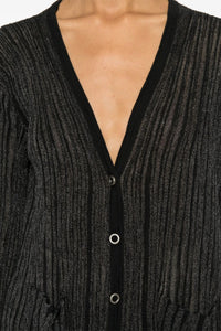 Thumbnail for PLISSE CARDIGAN BLACK-CARDIGAN-Transit-Debs Boutique