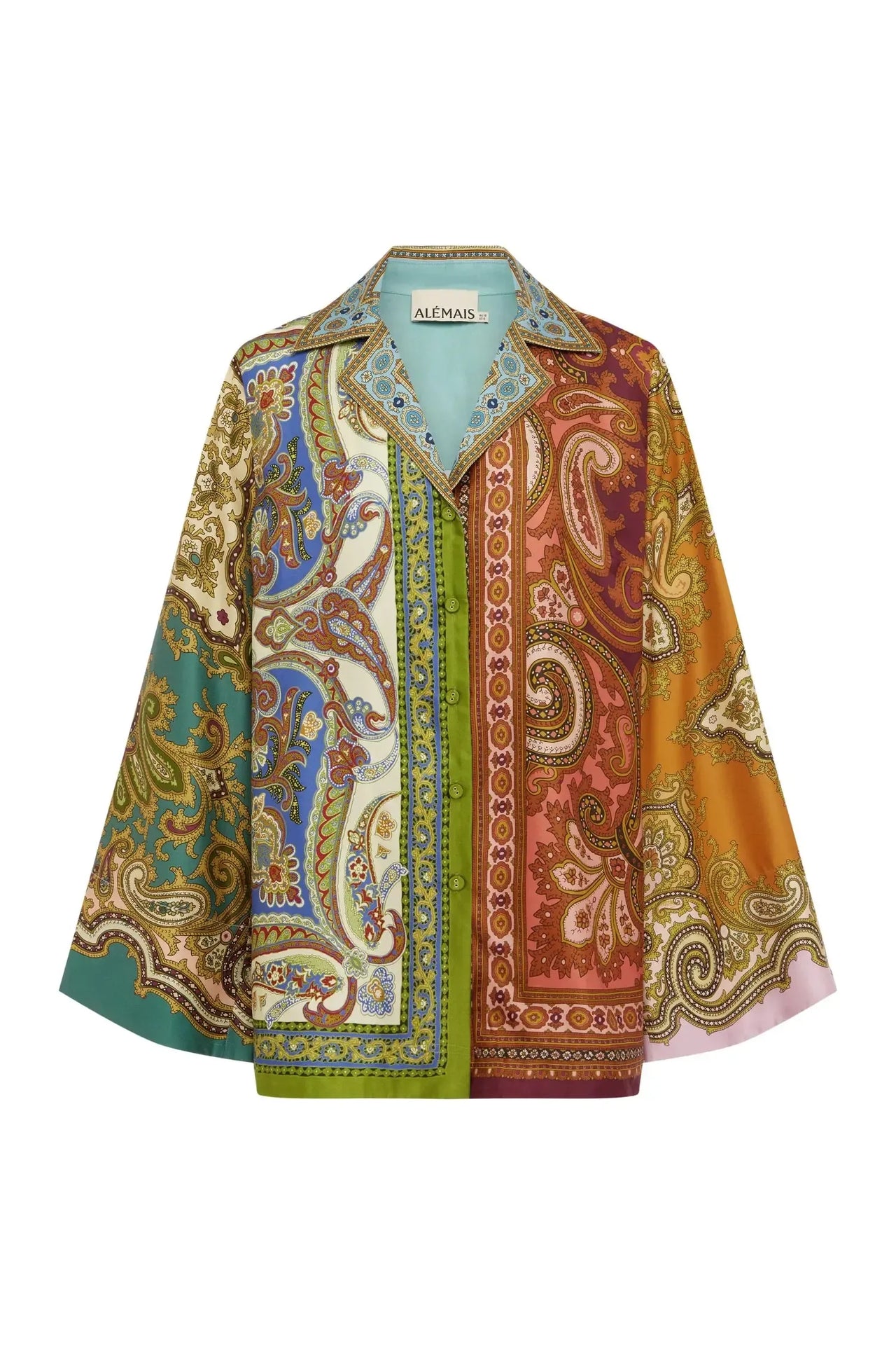CLEMENZA SPLICED SILK SHIRT-Tops-Alemais-Debs Boutique