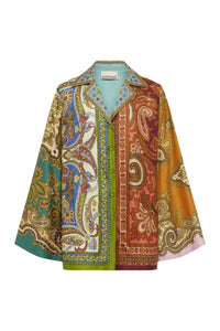 Thumbnail for CLEMENZA SPLICED SILK SHIRT-Tops-Alemais-Debs Boutique