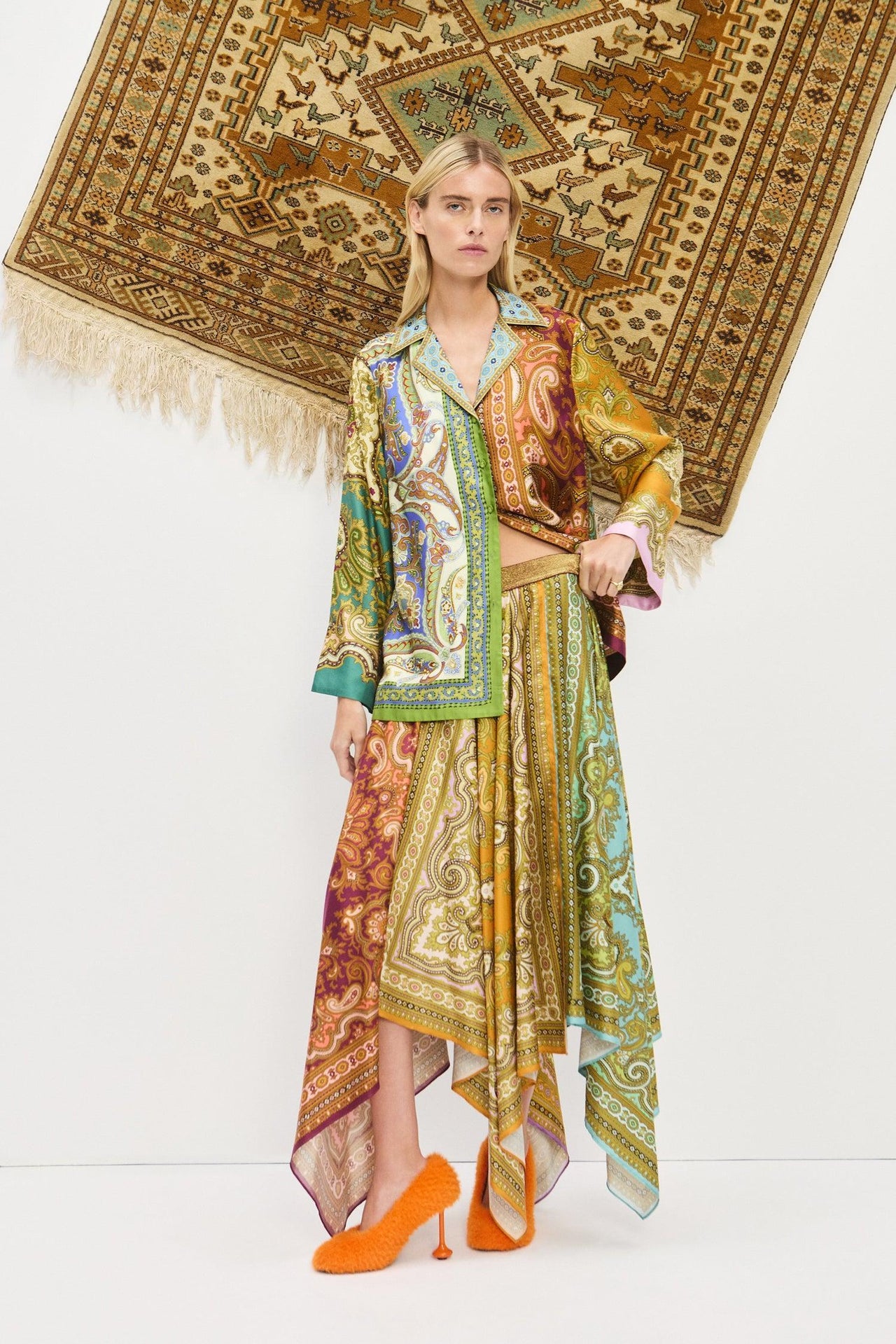 CLEMENZA SPLICED SILK SHIRT-Tops-Alemais-Debs Boutique
