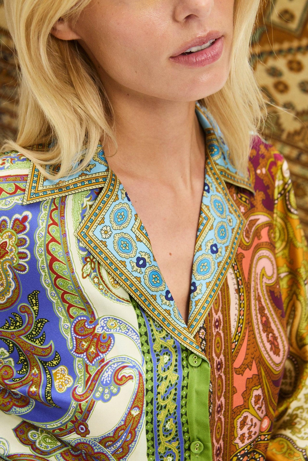 CLEMENZA SPLICED SILK SHIRT-Tops-Alemais-Debs Boutique