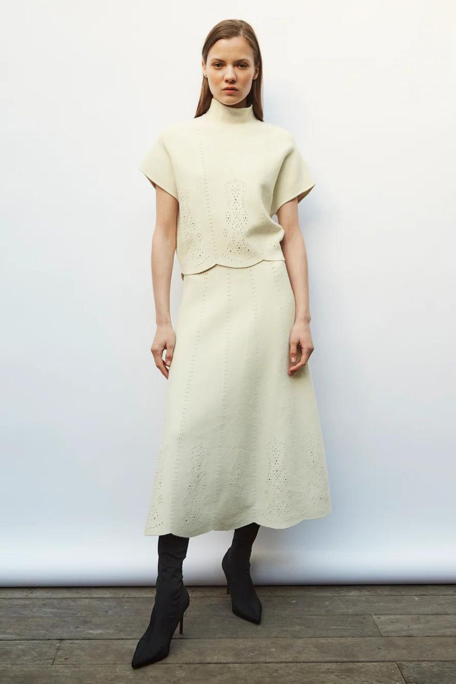 BISCOTTE Scalloped Knit Long Skirt-Skirt-Molli-Debs Boutique