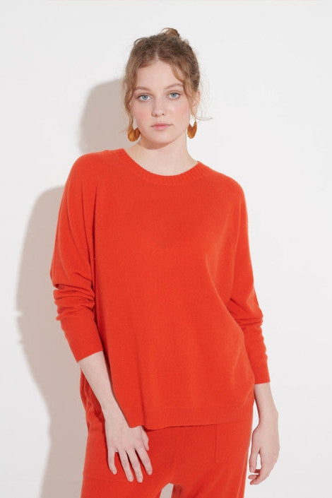 Split Back Hem Crew in Coral-Sweater-Cashmerism-Debs Boutique