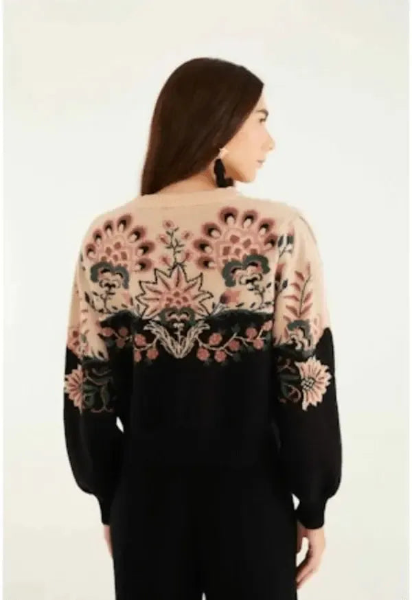 Belle Garden Cream Mixed Knit Cardigan-SWEATERS & CARDIGANS-Farm Rio-Debs Boutique