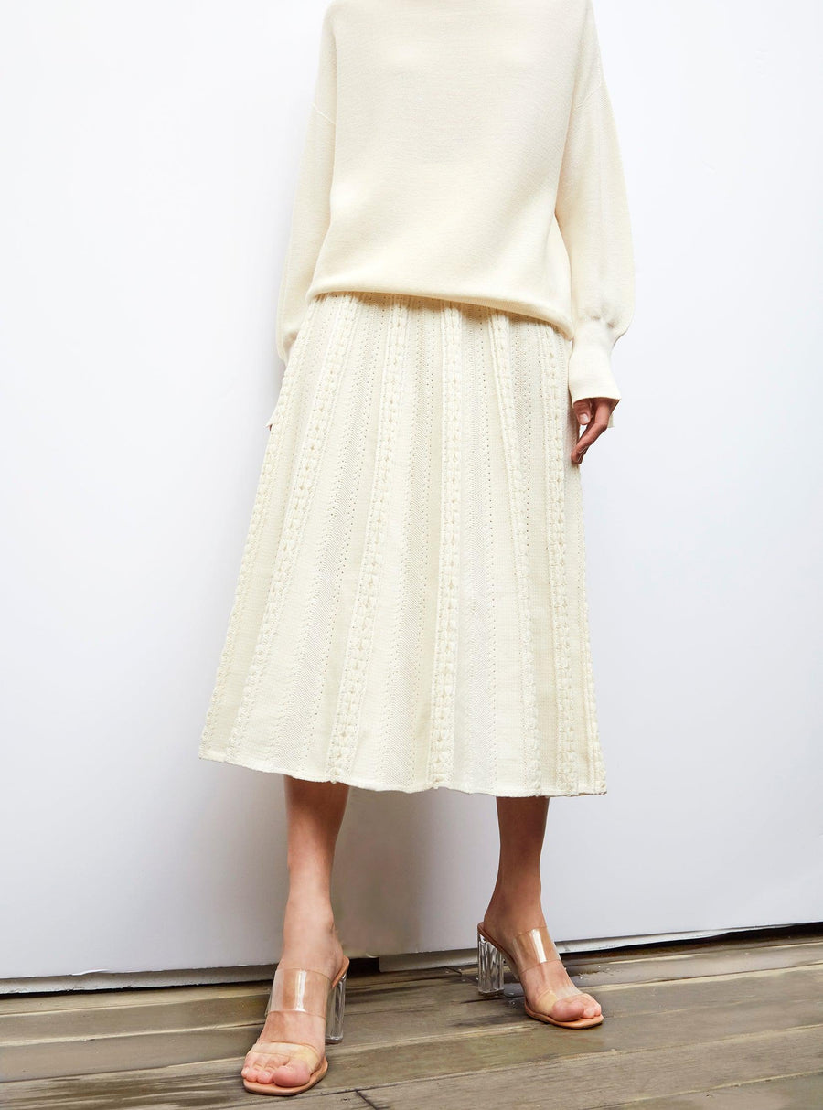 Saga Interwoven Ribbon Knit skirt Natural-Skirt-Molli-Debs Boutique