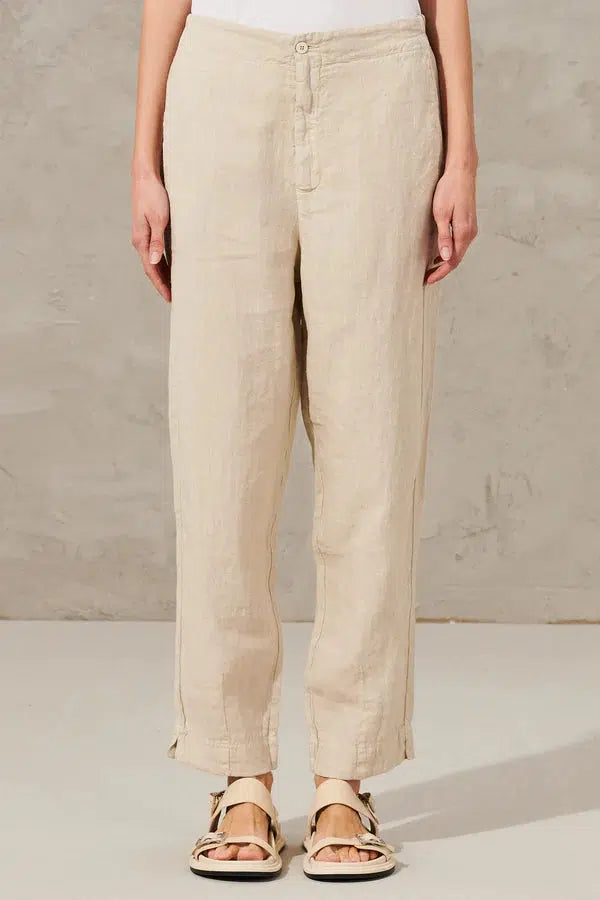 LINEN SLIM PANT PEARL GREY-PANT-Transit-Debs Boutique