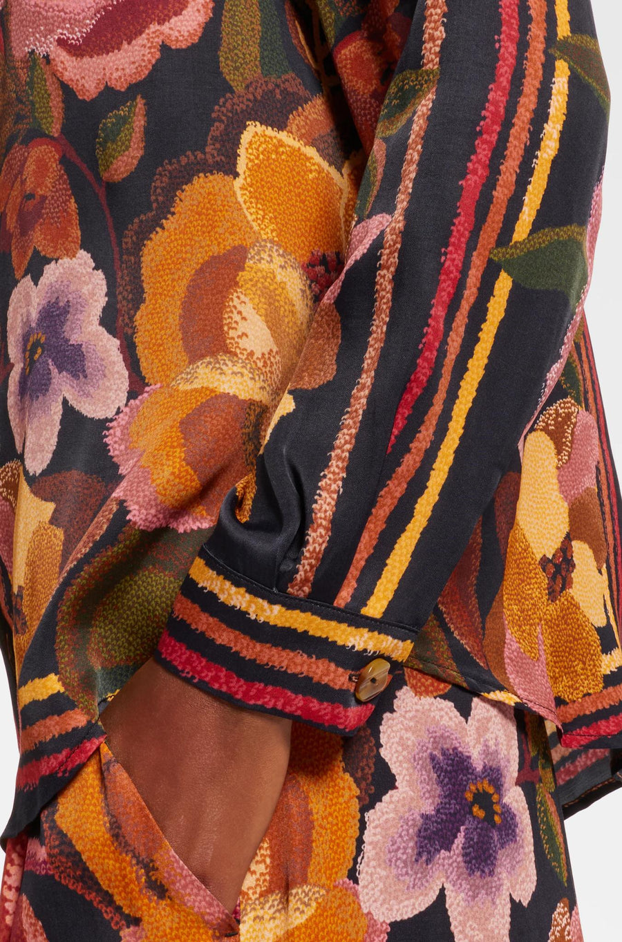 Chenille Flowers Black Shirt-Tops-Farm Rio-Debs Boutique