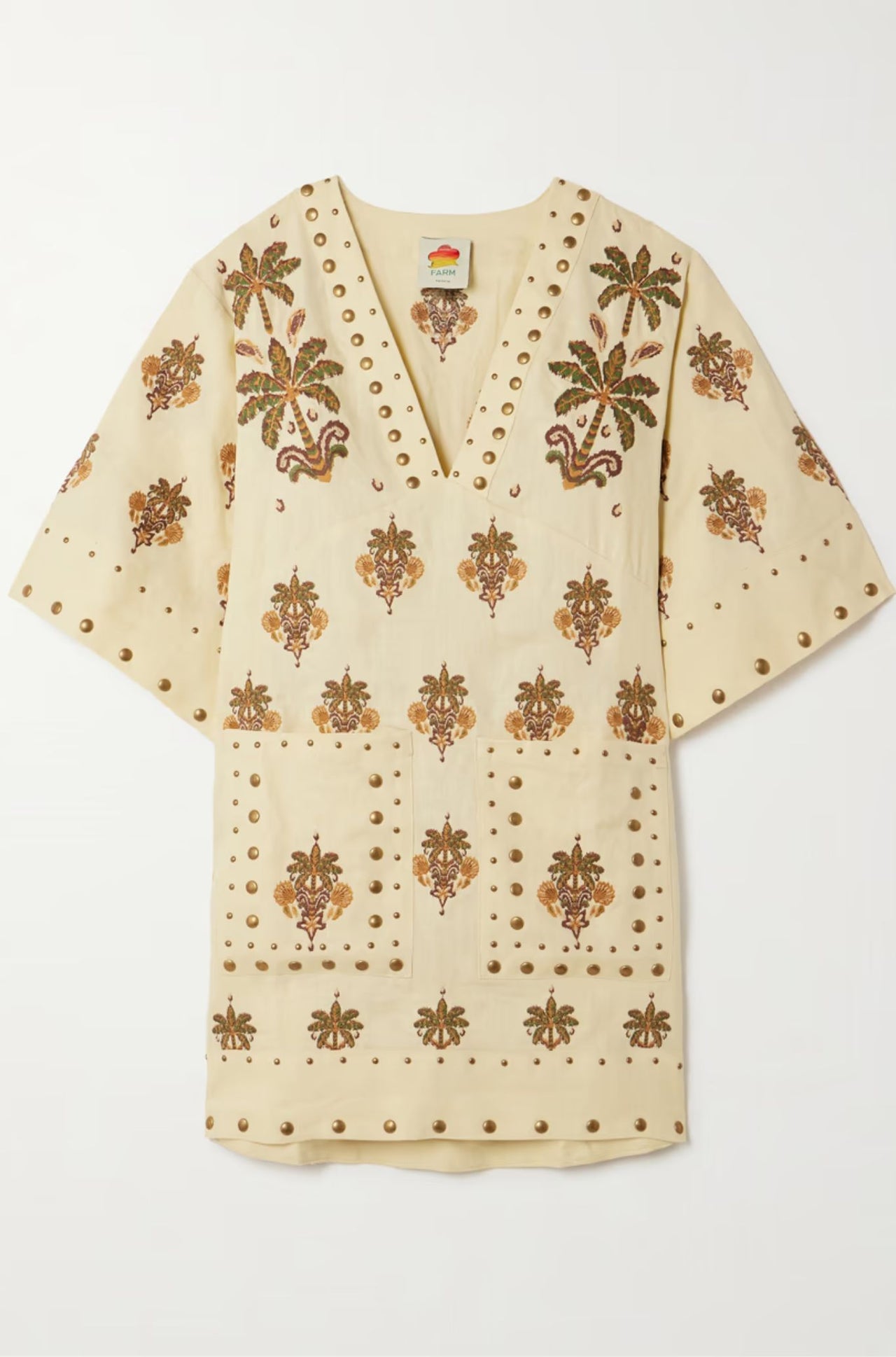 Coconut Tree Tapestry Tunic Mini Dress-Dresses-Farm Rio-Debs Boutique
