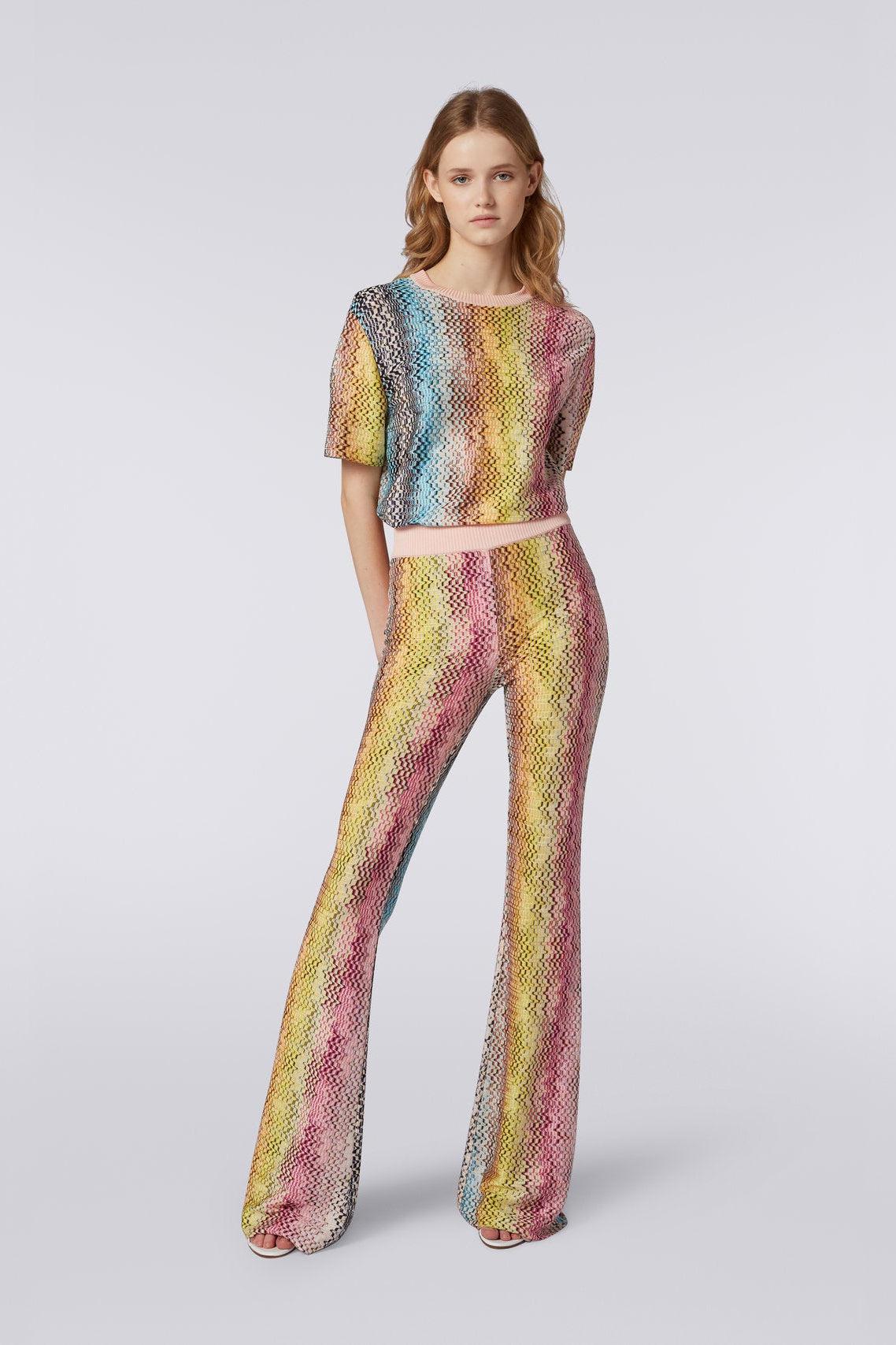 Viscose flared trousers with multicoloured Greek fret print-Pant-Missoni-Debs Boutique