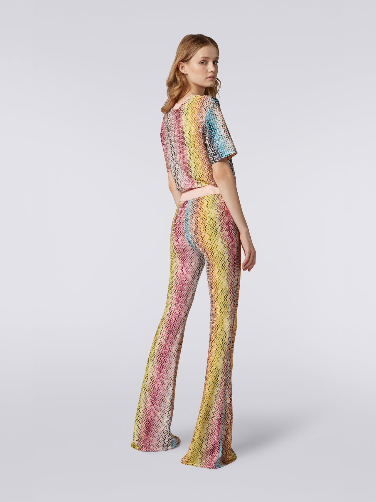 Viscose flared trousers with multicoloured Greek fret print-Pant-Missoni-Debs Boutique