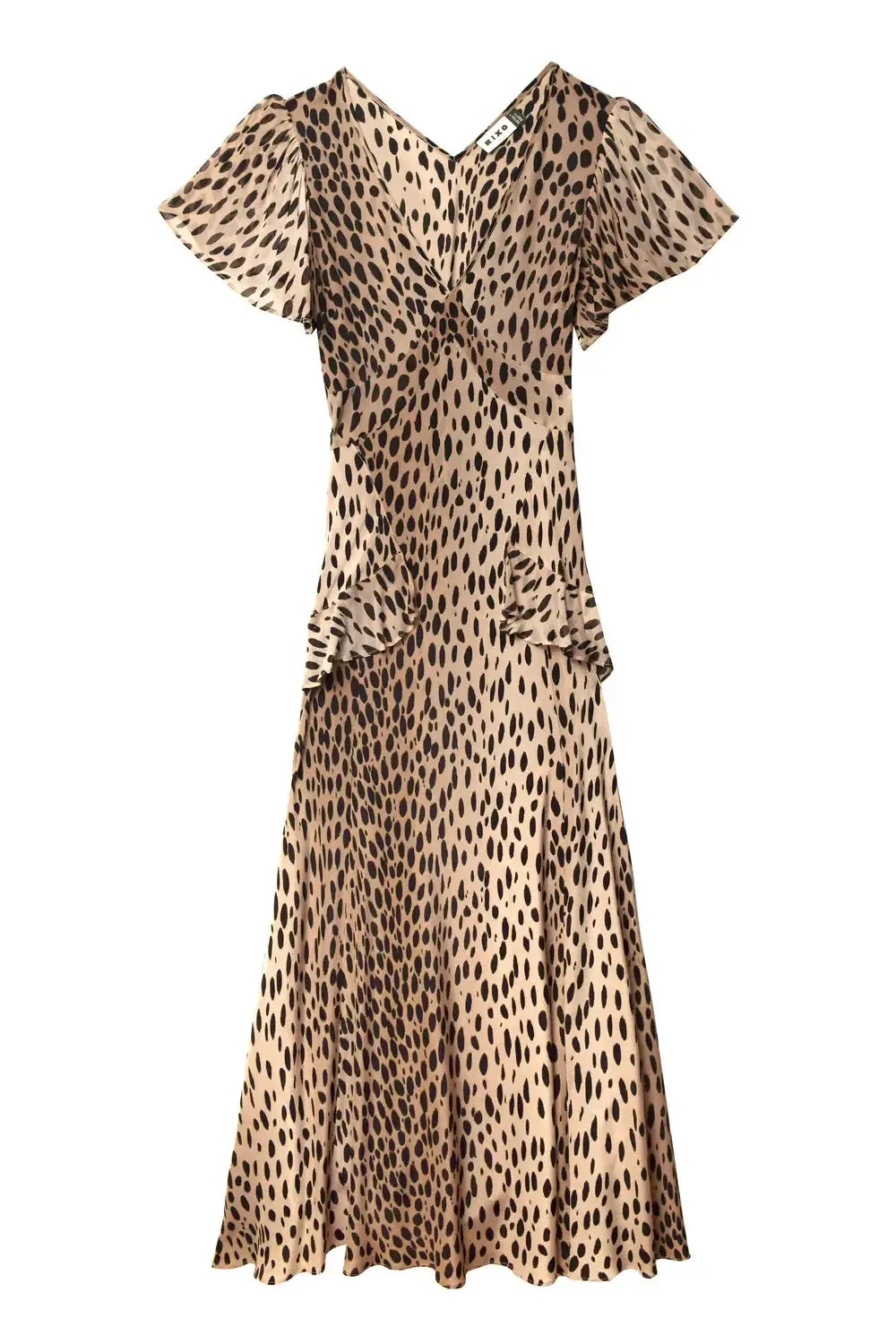 Evie Dress Antelope Spot Black-Dress-Rixo-Debs Boutique