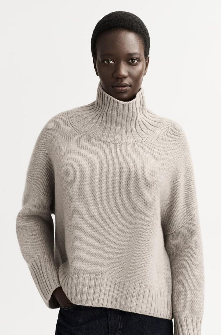 Girlfriend Turtleneck - Greige-Sweaters & Cardigans-Soft Goat-Debs Boutique