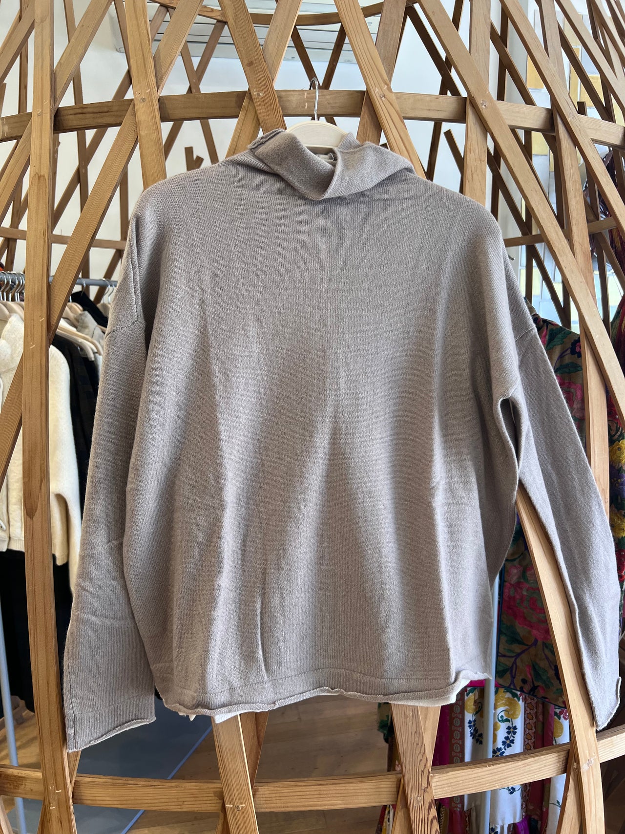 336 Turtle neck sweater in Greige-Sweater-Kristensen du Nord-Debs Boutique