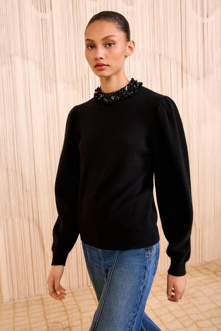 Kalani Embroidered Cashmere Long Sleeve Pullover-SWEATERS & CARDIGANS-Ulla Johnson-Debs Boutique
