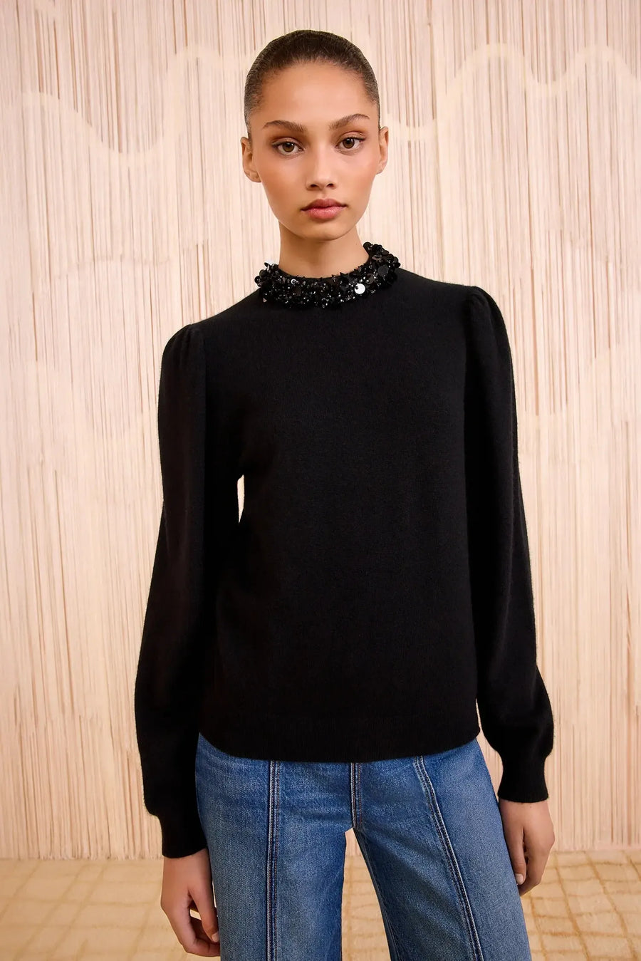 Kalani Embroidered Cashmere Long Sleeve Pullover-SWEATERS & CARDIGANS-Ulla Johnson-Debs Boutique