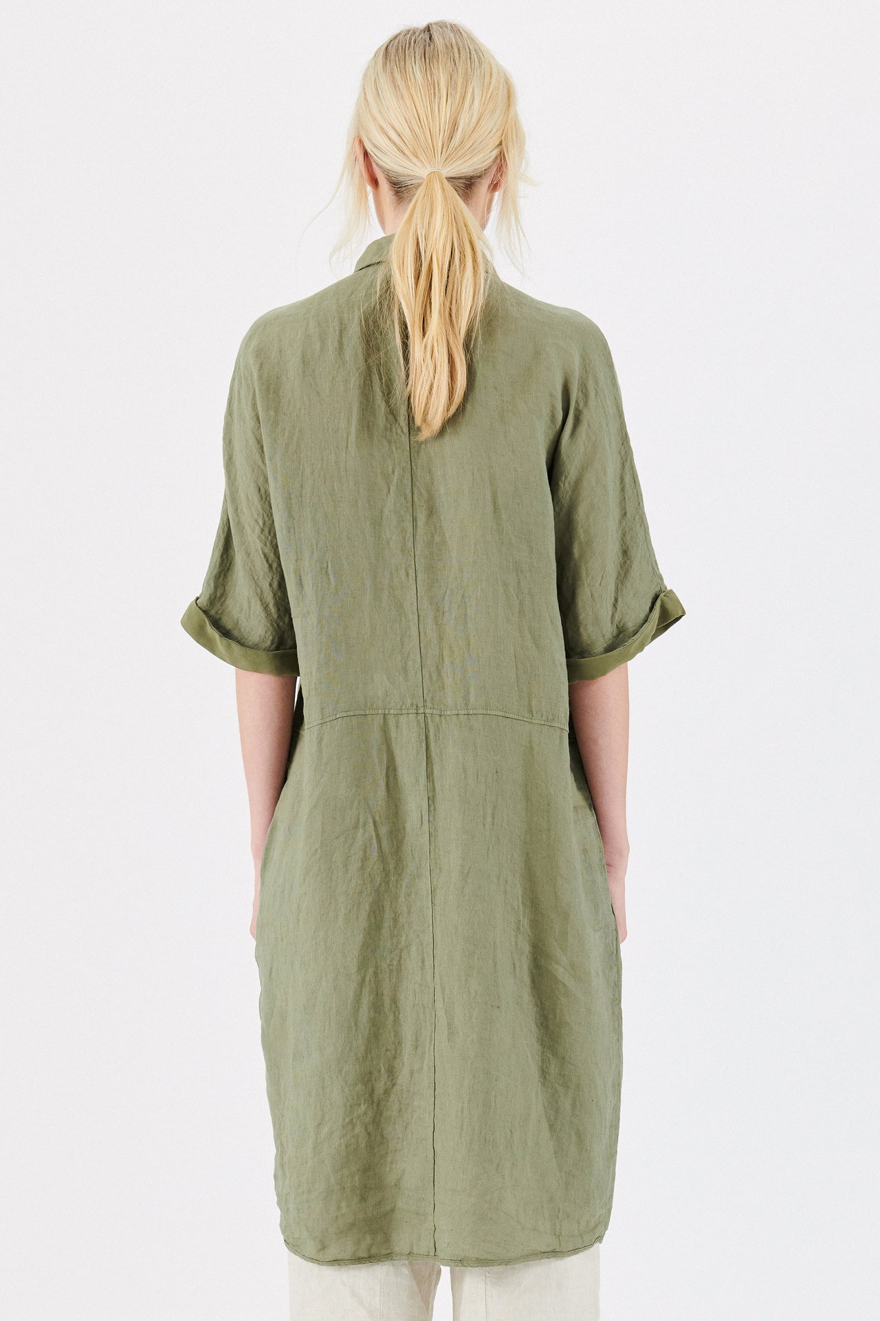 Linen Shirtdress E143 Green-Dress-Transit par Such-Debs Boutique