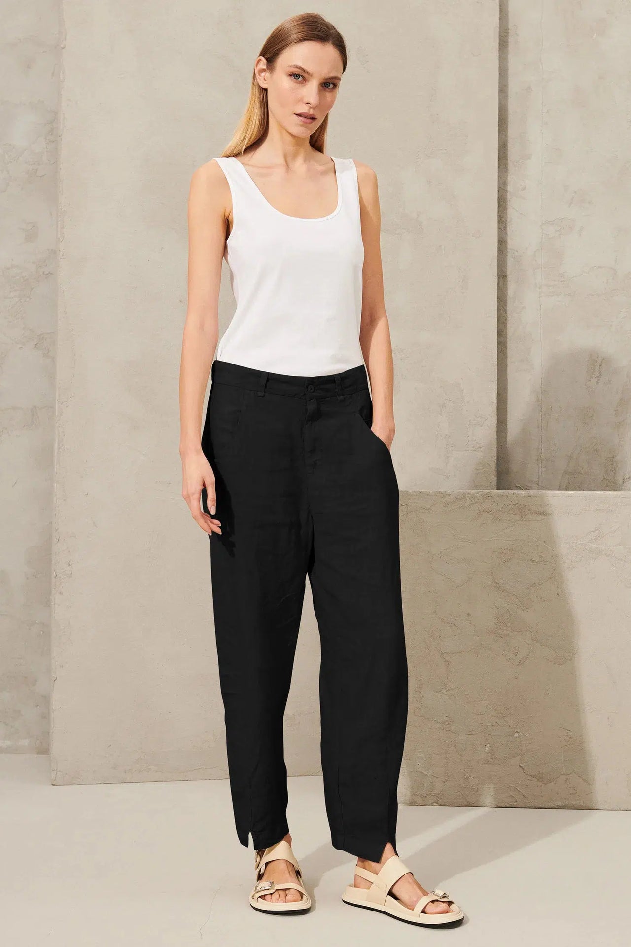Linen Signature Pant Black-Pant-Transit par Such-Debs Boutique