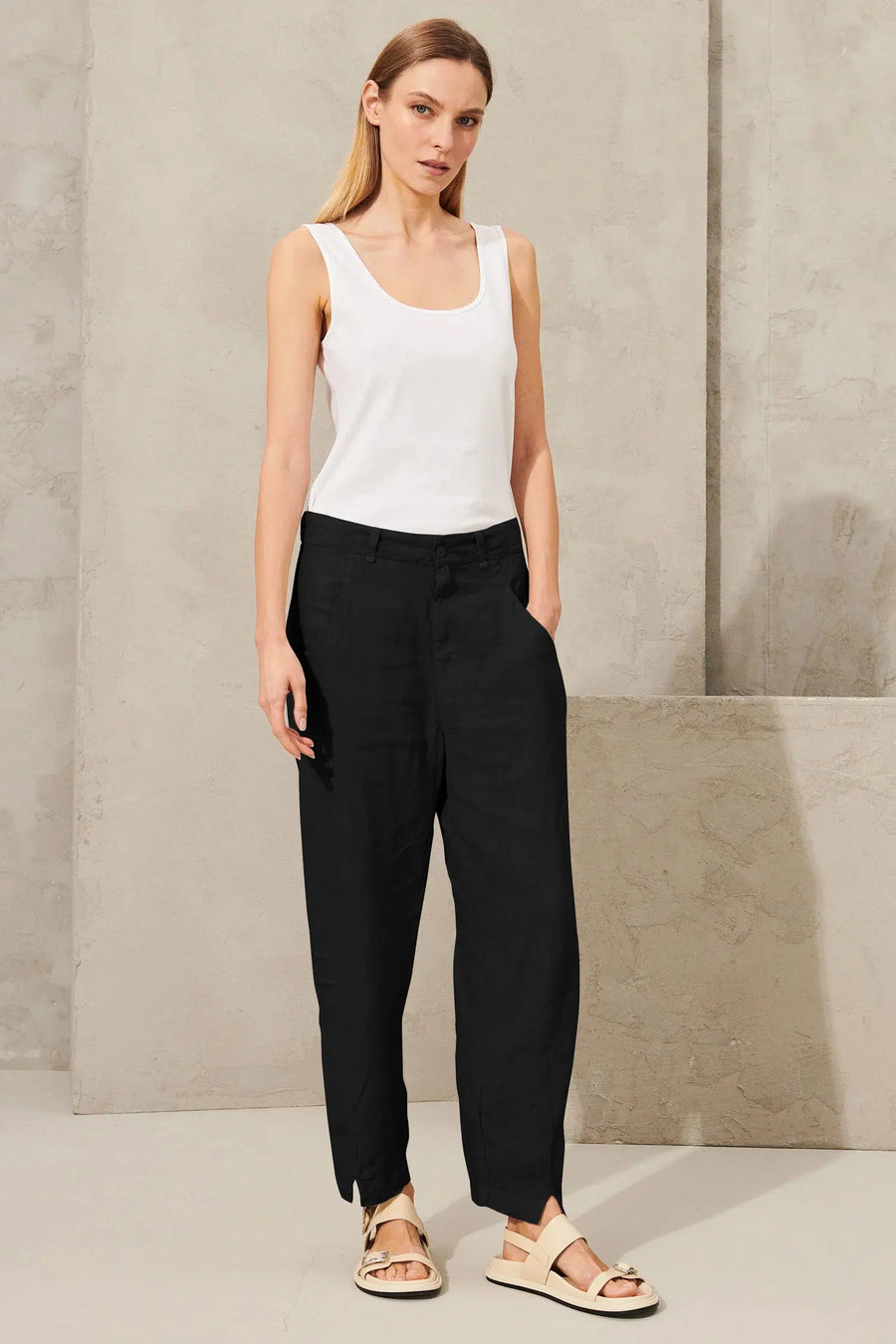 Linen Signature Pant Black-Pant-Transit par Such-Debs Boutique