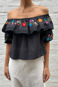Thumbnail for Lisette Top Ombre Floral Embroidery Black-Tops-Rixo-Debs Boutique
