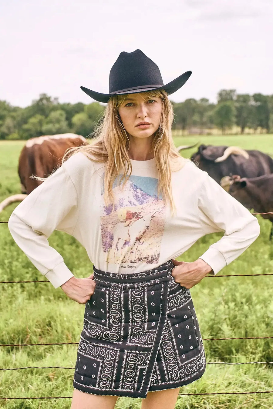 Cowgirl Long Sleeve Tee-Tops-Hunter Bell-Debs Boutique