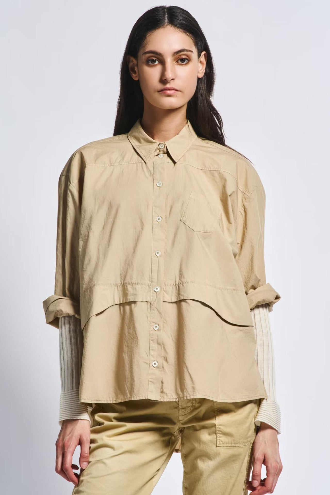 Lunar Shirt - Beige-Tops-High by Claire Campbell-Debs Boutique