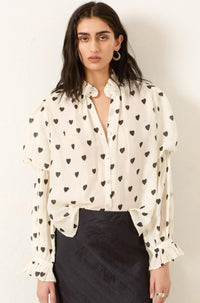 Thumbnail for Mazie Onyx Heart Silk Shirt-Tops-ALIX OF BOHEMIA-Debs Boutique