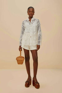 Thumbnail for Off-white Wavy Pockets Shorts-Skirts & Shorts-Farm Rio-Debs Boutique