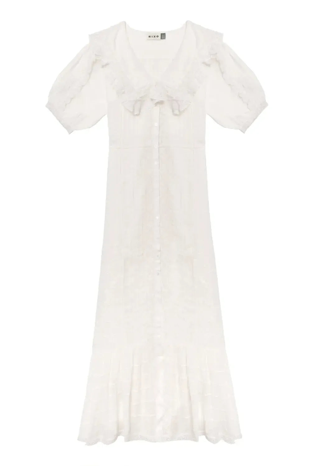 Edina Dress Pansy Embroidery White-Dress-Rixo-Debs Boutique