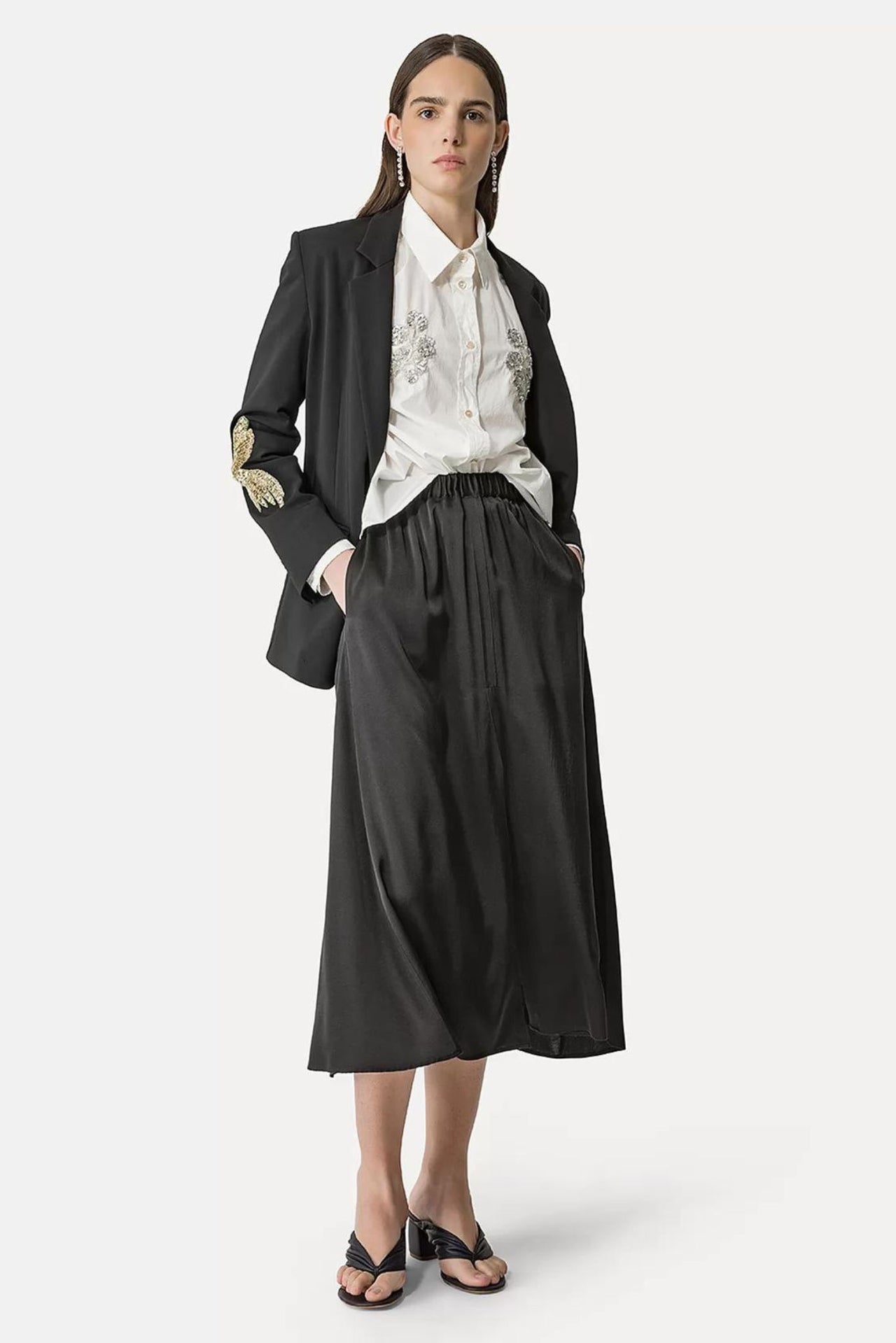 Stretch Silk Satin Elasticated Skirt-Skirt-Forte_Forte-Debs Boutique