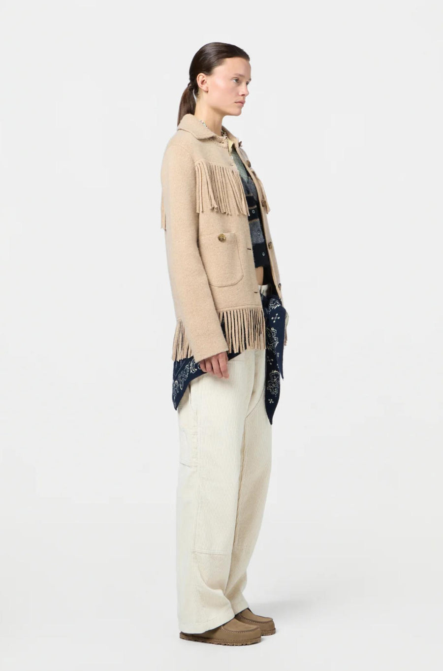 Western Fringe Jacket Dune-JACKETS & OUTERWEAR-Guest in Residence-Debs Boutique