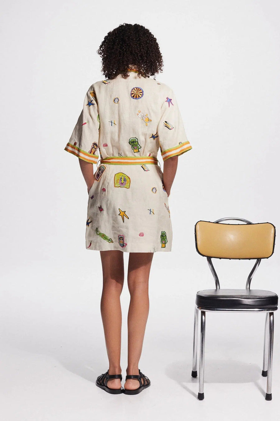 CHECKERS EMBROIDERED MINI DRESS-Dress-Alemais-Debs Boutique