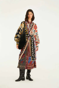 Thumbnail for Flower Print Patchwork Knit Midi Cardigan-SWEATERS & CARDIGANS-Farm Rio-Debs Boutique
