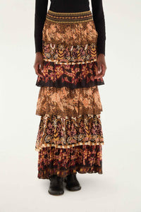 Thumbnail for Mixed Scarves Ruffled Maxi Skirt-SKIRTS & SHORTS-Farm Rio-Debs Boutique