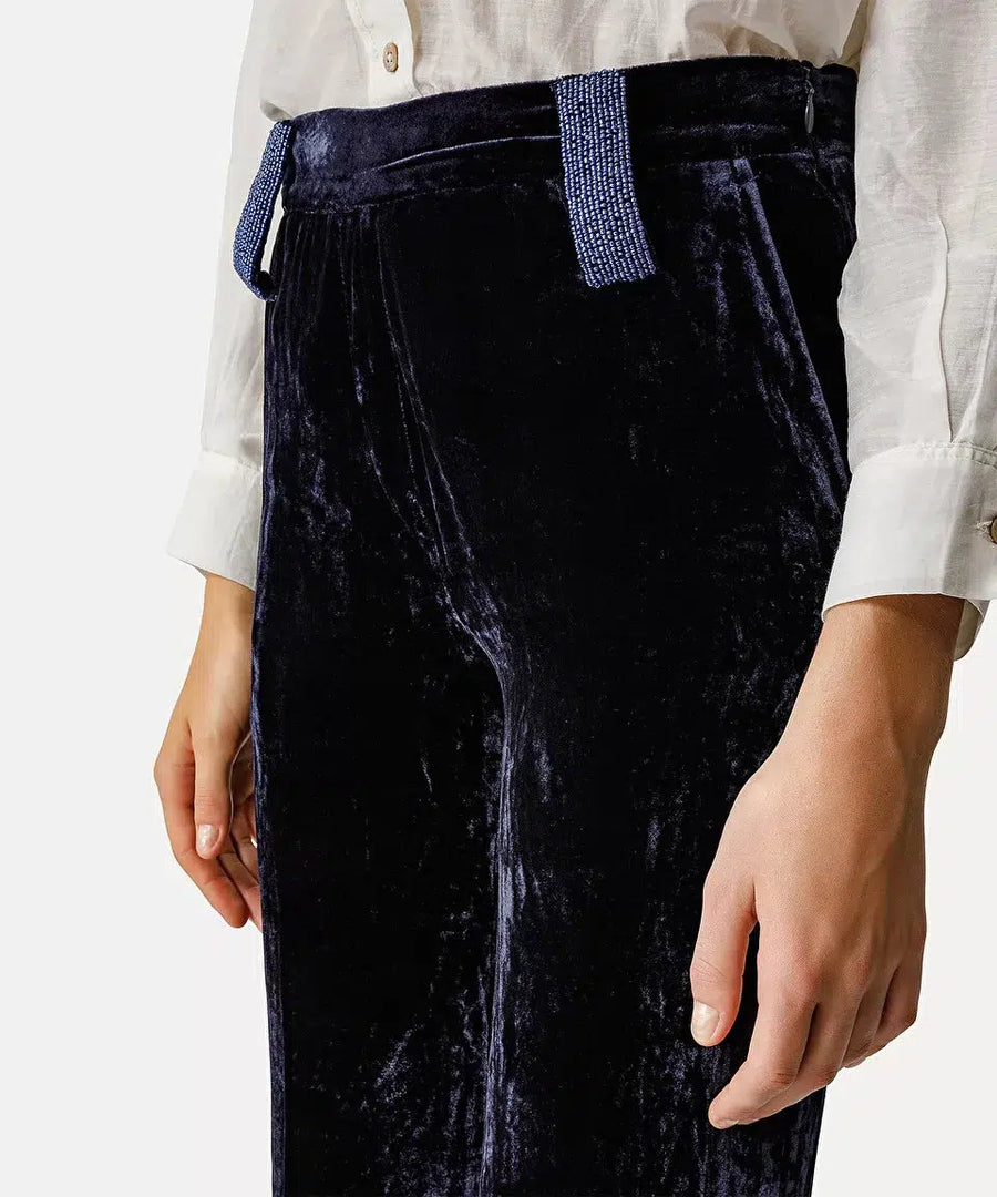My Velvet Pants with Beads in Notte-Pant-forte_forte-Debs Boutique