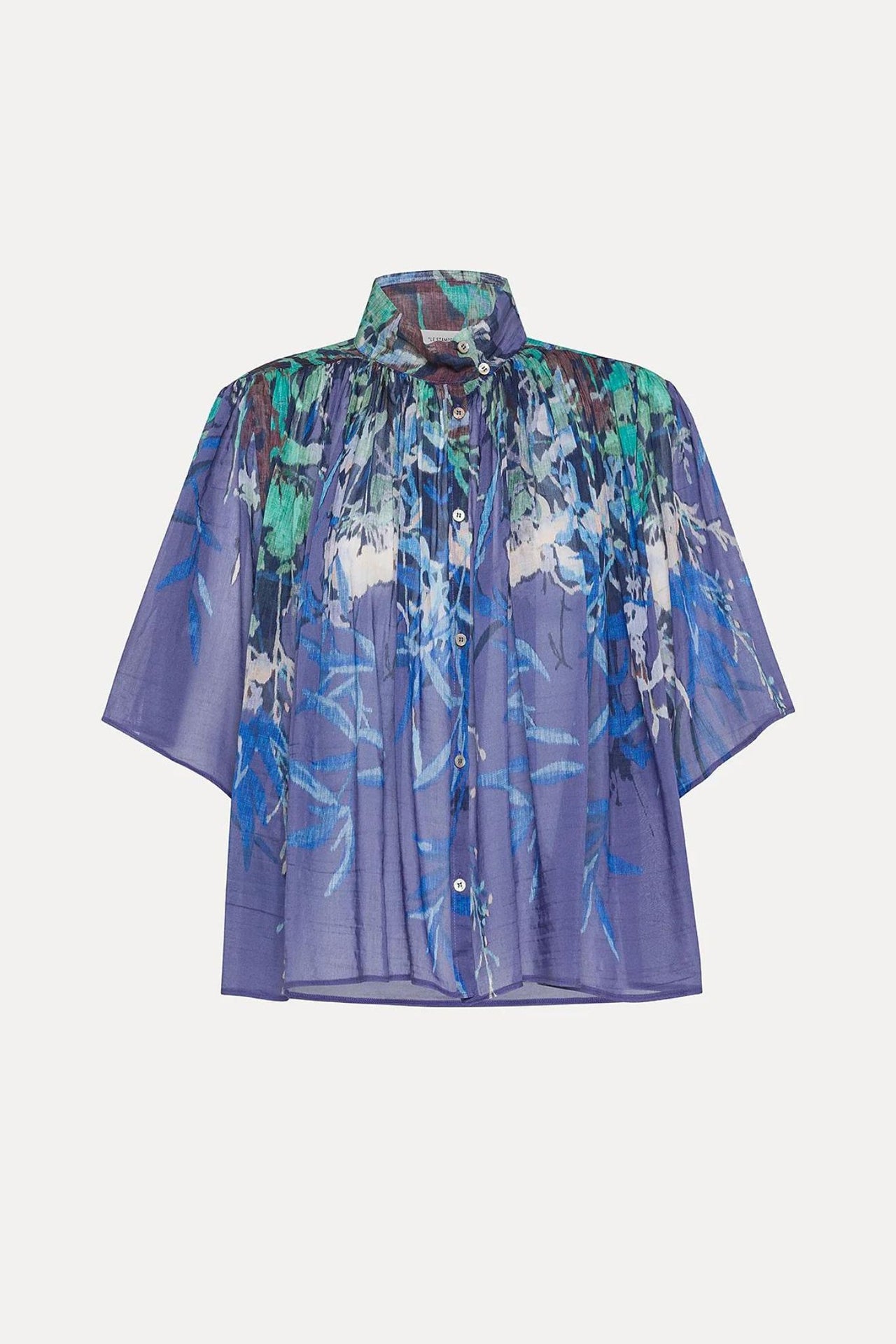 Heaven Print Cotton Silk Voile Short Sleeves Shirt-Shirt-Forte_Forte-Debs Boutique