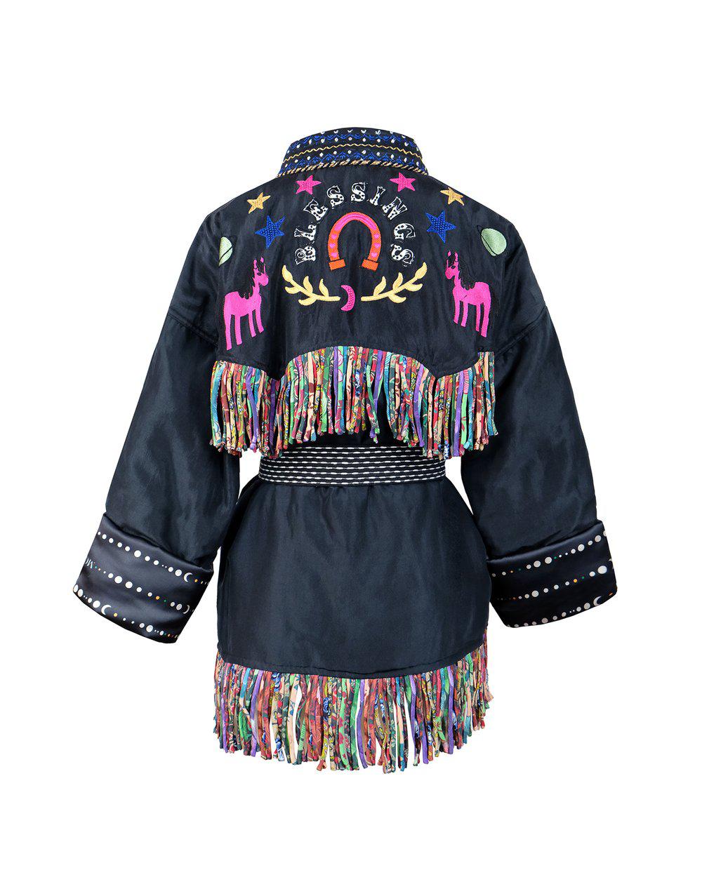 RODEO SILK KIMONO - Black-Jackets & Outerwear-Monoki-Debs Boutique