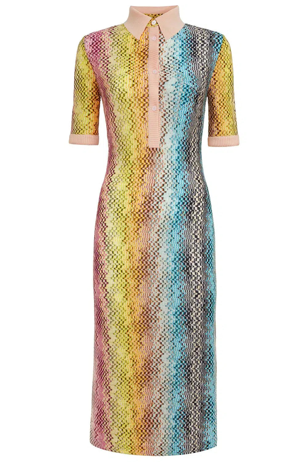 Collared Vertical Short Sleeve Midi dress-Dress-Missoni-Debs Boutique