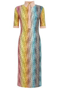 Thumbnail for Collared Vertical Short Sleeve Midi dress-Dress-Missoni-Debs Boutique