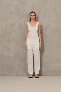 LINEN SLIM PANT WHITE