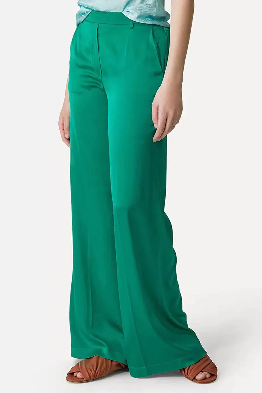 Stretch Silk Satin Wide Pants-Pants-Forte_Forte-Debs Boutique