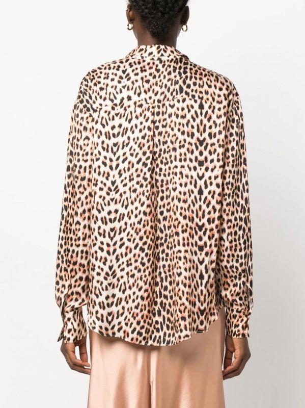 THE TWILIGHT LEOPARD PRINT SATIN SHIRT-Shirt-Forte_Forte-Debs Boutique