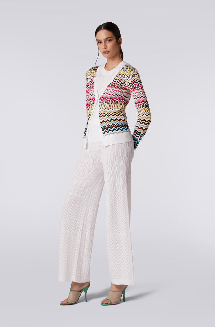 Cotton blend cardigan with zigzag missoni pattern-Cardigan-Missoni-Debs Boutique